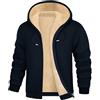 heekpek Felpa Uomo con Zip e Cappuccio Invernale Caldo Giacca di Felpe in Pile Uomo Felpe con Cappuccio Casual Giacchina Hooded Jacket con Cerniera, Blu Marino, XXL