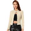 Allegra K Giacca Corta Biker Ecopelle Donna Giacca con Cerniera da Moto a Maniche Lunghe e Collo Alto