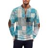 Generic DENGJIAMY Felpa con stampa a maglia da uomo alla moda taglie forti camicia autunnale manica lunga casual pullover tinta unita da uomo felpe con cerniera 1/4 alla moda, Blocco di colore Z11 Azzurro