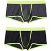 BIATWOWR Boxer da uomo a fascia larga, in micro rete, trasparente, con apertura frontale, grande tasca per palline, colore blu, taglia L, 2 mul 02, XL