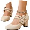 KBOPLEMQ Scarpe da donna con tacco largo, elegante tacco piccolo, cinturino piatto Dirndl, scarpe da sposa, scarpe da sposa chiuse, con plateau