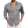 YOSUWOAI Camicia Uomo con Effetto Glitter Anni 70 a Maniche Lunghe con Stampa 3D Effetto Glitter, Camicia da Discoteca, per Feste, Top da Notte, Camicia da Uomo Slim Fit, Camicia Button-Down, Camicia