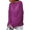 LIEROLYE Maglione In Maglia A Rete Trasparente Da Donna, Maglioni Oversize Leggero E Trasparente, Maglione Casual A Maniche Lunghe Con Motivo Traforato(Purple,M)