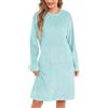 Vlazom Camicia da Notte Invernale Donna Flanella Lunga con Tascone Morbida | Flanella Morbida e Calda, Grande Tasca Ventrale Pratica, Scollo Rotondo Comodo, Disponibile in Più Colori