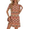 Generico Prendisole Donna Estivo Cotone con Scollo a V e Maniche Corte Vestito Boho Elegante Vestiti Casual Dresses Vita Alta Abito Donna Leggero Copricostume Mare Curvy per Spiaggia Lavoro Feste,