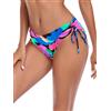 Ocean Blues Bikini Bottom con Coulisse Laterale a Vita Bassa per DonnaFoglie colorateMedia