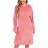 Vlazom Camicia da Notte Invernale Donna Flanella Lunga con Tascone Morbida | Flanella Morbida e Calda, Grande Tasca Ventrale Pratica, Scollo Rotondo Comodo, Disponibile in Più Colori