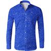 YOSUWOAI Camicia Uomo con Paillettes Anni 70, Manica Lunga con Stampa 3D, Camicia Scintillante per Disco, Party, Top da Club Notturno, Camicia Uomo Slim Fit, Camicia a Bottoni, Camicia Traspirante