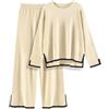 CMTOP Tuta Donna Completo Elegante 2 Pezzi Casual Tute da Ginnastica Tailleur Girocollo Maglia a Maniche Lunghe e Pantaloni a Gamba Larga Autunnale Invernale Completi Per La Casa
