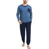 Marvmys Pigiama Uomo Cotone Manica Lunga Pantaloni con Tasche