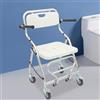 Wiyuer Sedia da doccia con ruote, in lega di alluminio, portata 150 kg, pieghevole, leggera, 4 ruote con freni, ergonomica, per anziani e mobilità ridotta, 55 x 64 x 88 cm