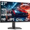 HKC 27" FHD Monitor, Gaming Monitor 240Hz, Fast IPS Color Gamut 90%