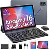 TABWEE Android 16 Tablet con tastiera - 24 GB + 256 GB (2 TB TF),