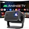 Lyncast [Controllo vocale KI/Android 14] Smart Beamer, supporto nativo 1080P 4K,