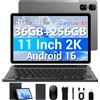 Maxlegen Tablet 11 pollici, Android 16, 2K FHD, 36GB RAM+512GB ROM/1TB TF, 4G LTE