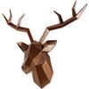 Keygift Testa di cervo decorazione da parete geometrica in rame antico con corna di cervo scultura da parete in resina finta tassidermia testa di animale 48 x 17 x 43 cm