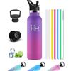 Mujigaga Borraccia Termica 1 litro, con Cannuccia, Senza Perdite, Senza BPA | Bottiglia Termica, 18/8 Acciaio Inox, Borraccia Termiche, Isolato Sottovuoto, Borracce Palestra per Outdoor, Corsa, Ciclismo