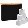 Relaxdays Portarotolo Relaxdays, 12 rotoli, HxLxP: 34,5 x 45 x 15 cm, tessuto, bambù, contenitore per riserva, nero