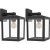 Eglo Olgiata-E - Lampada da parete per esterni, stile vintage, applique a lanterna, direzione luce verso il basso, in plastica nera e trasparente, attacco E27, IP44 (Confezione da 2)