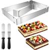 Elalove Rechteckiger verstellbarer Backrahmen 5 cm hoch 28-53 cm Stampo furbo per crostata morbida Tortiera per crostata aus 410 Edelstahl mit 2 Spateln