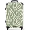 NoBoringSuitcases.com NoBoringSuitcases© Valigia Media Trolley Medio Viaggio Rigido Leggero 4 | 67x43x25 cm - Ruote Valigie Stiva Dimensioni M Leggera Bagaglio Suitcase Zebra - Motivo - Verde