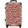 NoBoringSuitcases.com NoBoringSuitcases© Valigia Media Trolley Medio Viaggio Rigido Leggero 4 | 67x43x25 cm - Ruote Valigie Stiva Dimensioni M Leggera Bagaglio Suitcase Leopardo - Motivo - Rosa