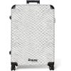 NoBoringSuitcases.com NoBoringSuitcases© Valigia Grande Trolley Da Stiva Viaggio Rigido Leggero 4 | 77x51.5x28 cm - Ruote Valigie Per Large XL Bagaglio Luggage Serpente - Motivo - Bianco