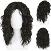 GNIMEGIL Parrucca da uomo lunga 50,8 cm, colore marrone scuro | stile anni '70 e '80, per cosplay, Halloween, feste musicali, capelli sintetici