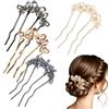 XFSRG 4 Pezzi Fermagli per Capelli Matrimonio Forcine Fiore Farfalla | Accessori Sposa Fermagli Capelli Eleganti da Donna Copricapo Matrimonio Spille Decorative per Damigella D'onore