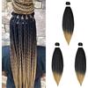 Cybelleza Treccine Capelli Extension Pre Stretched Braiding Hair Pre Allungato Stirato Yaki Professionale Africane Capelli Sintetici Lunghi Sintetici Afro Ombre Crochet 3 Ciocche 65cm Nero&Biondo scuro