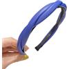 Whakano Fascia per capelli in pelle, doppia fascia intrecciata, antiscivolo, elastica, con denti, sottile, per donne e ragazze, blu scuro