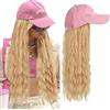 Ausing Cappellino da baseball rosa con parrucche bionde Parrucca lunga e riccia con cappellino da baseball Per uso quotidiano Posticcio ondulato
