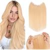 Silk-co Extension Capelli Veri Filo Invisibile 45cm Capelli Lisci 65g Remy Human Hair Extension Filo - 24 Biondo Naturale
