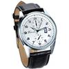 JewelryWe Orologio da polso uomo, numero e calendario,pelle,catena colore: nero display colore :bianco