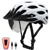 Westt Casco da bicicletta con luce ricaricabile e visiera, per uomo e donna | Occhiali da sole magnetici, luce LED ricaricabile tramite USB-C con 9 modalità di illuminazione, visiera rimovibile