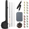 Domary Starter Kit Combinato Canna da Pesca a Mosca e Mulinello da 9 | Include 20 Imitazioni, Manico in Sughero, Porta Mulinello in Alluminio, Borsa per L'acqua, per Principianti