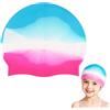 Huanmin Cuffia Nuoto Bambini a Strisce in Silicone, Taglia M, Cuffia Piscina Elastica Antiscivolo per Bambine e Bambini, Capelli Corti e Medi, Nuoto e Mare
