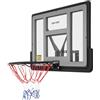 ATIVLB Canestro da basket da parete, 110 x 75 cm, tavola da basket con | Diametro del cestino: 45 cm, PET + ferro, protezione dei bordi in polietilene, doppie viti a molla, distanza dalla parete di