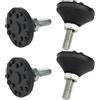 Generic Metal Spin Bike Foot Pads 38x43mm Smorzamento delle vibrazioni | Filettatura M8, impugnatura antiscivolo, impedisce l'inclinazione, guida stabile, allenamenti intensi