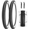SIMEIQI Pneumatico per bici da spiaggia da 66 x 6,9 cm, colore nero, bianco o marrone crema, pieghevole, per bici ibrida City Commuter Trail (nero, bianco, 2 pneumatici, 2 leve, 26 x 2,35)
