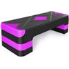 Hmluxury Piattaforma aerobica step regolabile altezza 10,16-15,24-20,32 cm, fitness stepper per casa e ufficio, antiscivolo, salvaspazio, viola, 3 livelli
