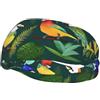 Anceky Fascia antisudore sportiva unisex per adulti con stampa di uccelli tropicali e foglie di piante, fasce sportive versatili, fascia traspirante