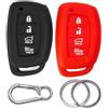 Click&Fit 4B - Cover in silicone per chiave auto, compatibile con Hyundai Tucson Ioniq Elantra Sonata 2014-2021, protezione antiscivolo per chiave elettronica, Click&Fit, 2 pezzi, nero e rosso