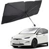Geruicee Parasole Auto Ombrello Parabrezza Interno,Protezione UV UPF 50+ con Rivestimento in Titanio, Apertura Automatica in 3 Secondi, Dimensioni Universali 140x80 cm per la Maggior Parte dei Veicoli