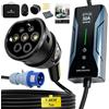 DREAMDASH Colonnina Ricarica Auto Elettrica 7kW Monofase Tipo 2 CEE 32A 3 Pin Cavo 7m | Certificato TUV, Corrente Regolabile 6-32A, Ricarica Programmata 1-10 ore, IP67 Schermo Wallbox, Caricatore -25℃ a 55℃