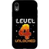 Funny 4th Birthday Video Games Apparels Custodia per iPhone XR Livello 4 sbloccato 4 ° compleanno Gioco per giocatori di quattro anni