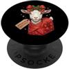Merry Christmas Wrap Ribbon Bow Stars Xm Carta da regalo a forma di bastoncino di zucchero, motivo: capra PopSockets PopGrip Adesivo