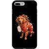 Merry Christmas Wrap Ribbon Bow Stars Xm Custodia per iPhone 7 Plus/8 Plus Golden Retriever - Carta da regalo con Babbo Natale e agrifoglio