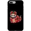 Merry Christmas Wrap Ribbon Bow Stars Xm Custodia per iPhone 7 Plus/8 Plus Carta da regalo con furetto Babbo Natale con pigne di agrifoglio