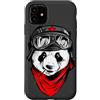 Cool Moto Panda Bear Cartoon Custodia per iPhone 11 Berretto Occhiali Rosso Foulard Panda